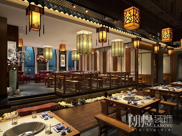 火锅店装修大厅效果图
