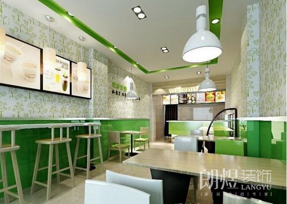 奶茶店时尚现代化装修风格效果图