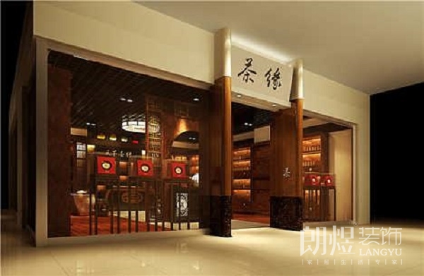东南亚风格茶叶店门头店招设计效果图片