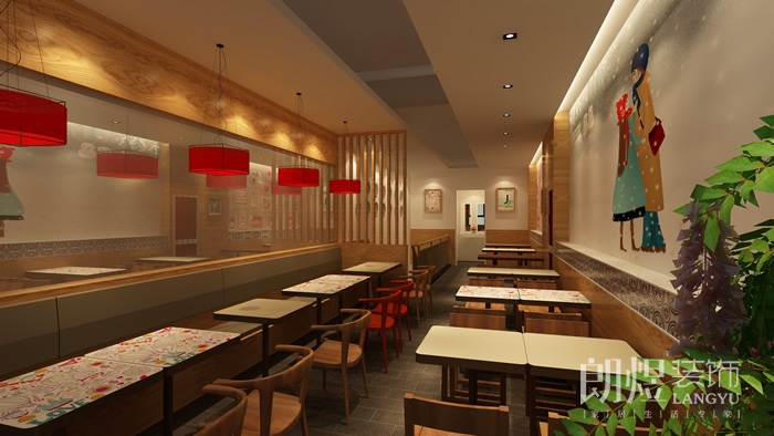 爱七面店铺一楼大厅装修设计效果图