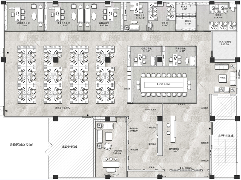 精致的办公室装修平面布局设计