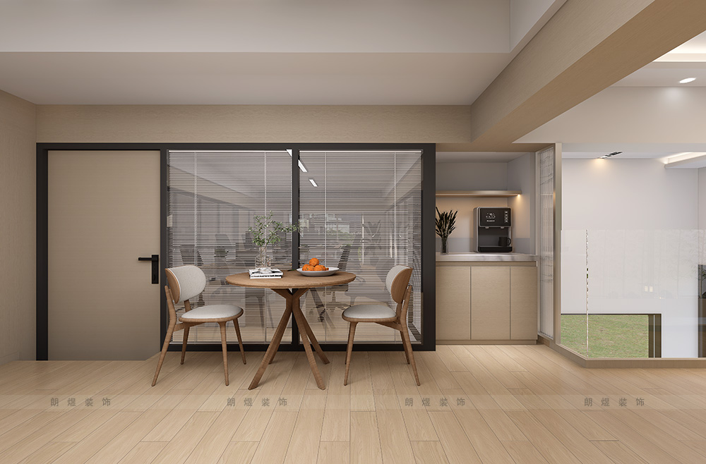 成都电商外贸公司办公室装修效果图-二层茶水台