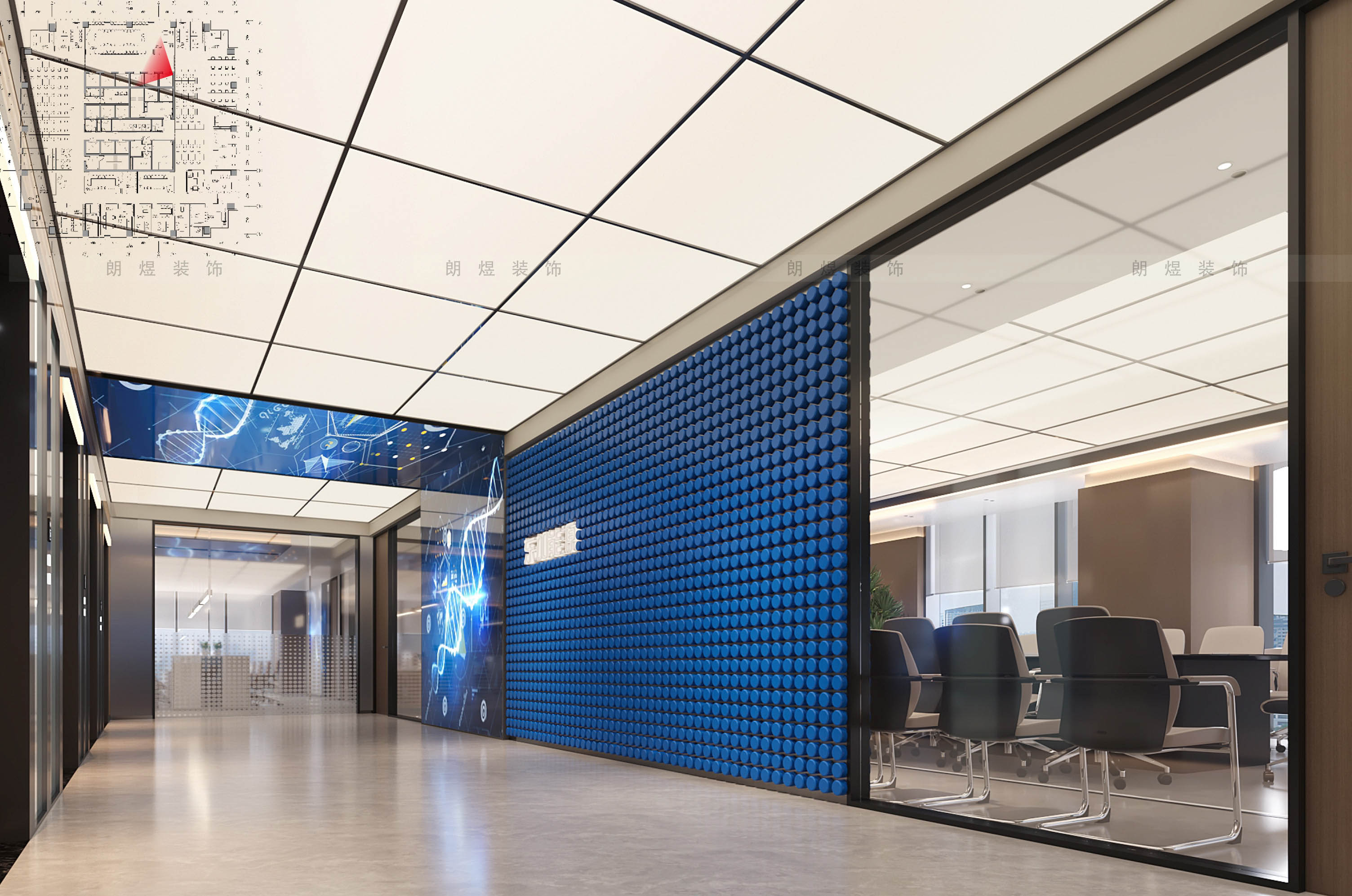 能源公司办公室logo形象墙装修效果图-1