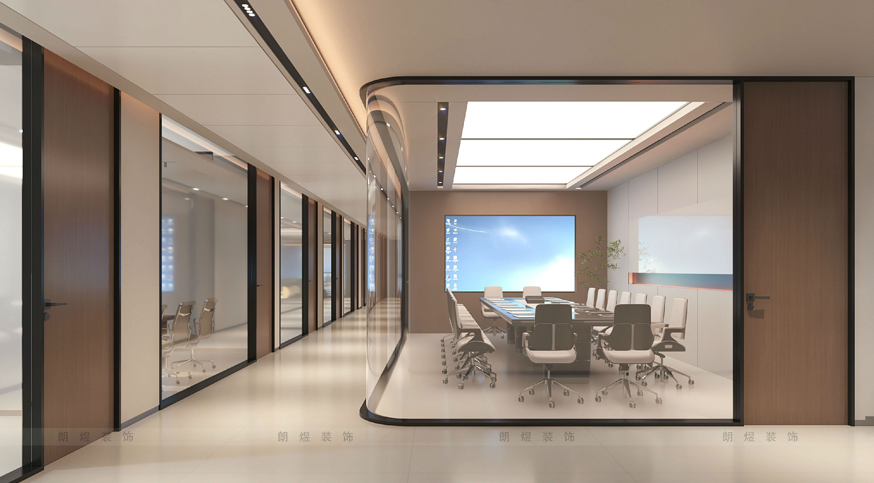 能源公司办公室中型会议室装修效果图-1