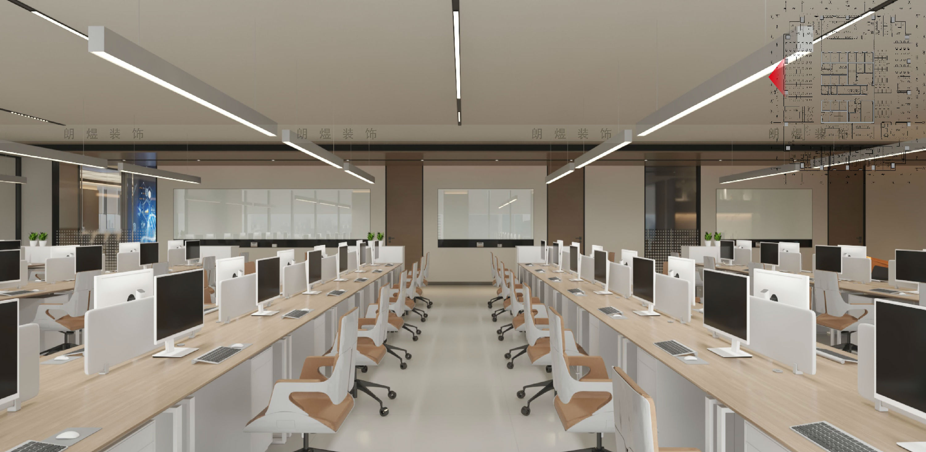 能源公司办公室工位区装修效果图-4