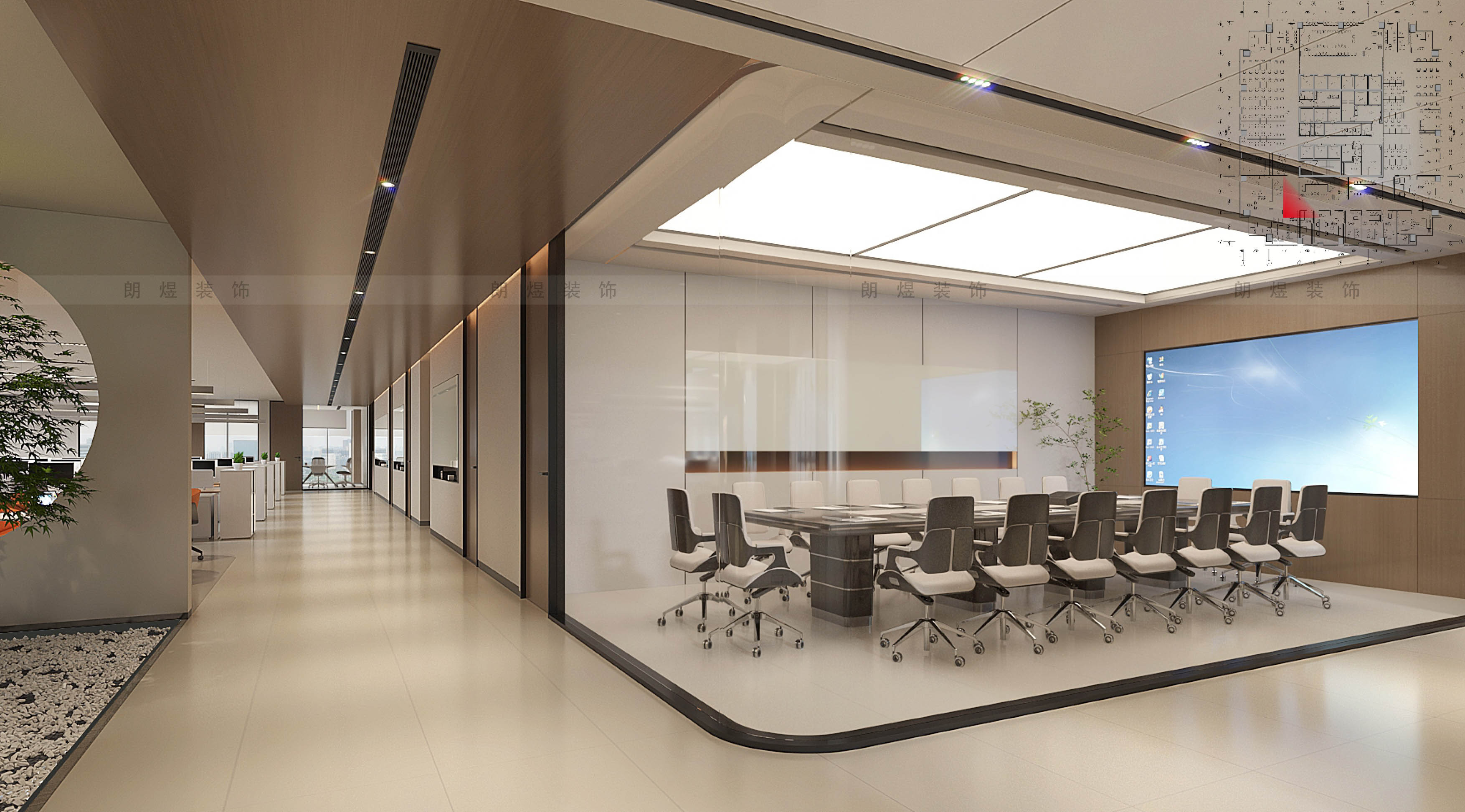 能源公司办公室中型会议室装修效果图-2