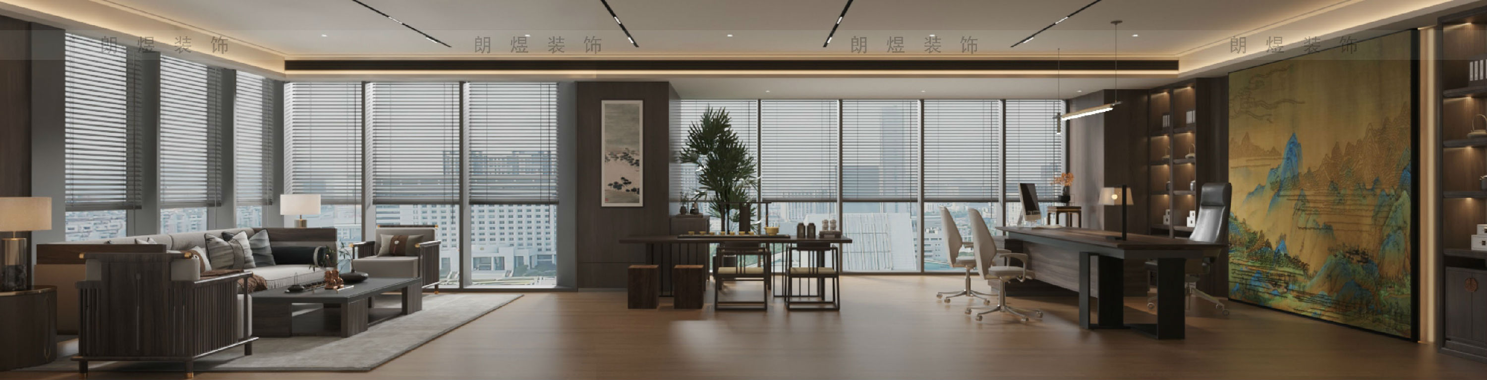 能源公司董事长办公室装修效果图-1