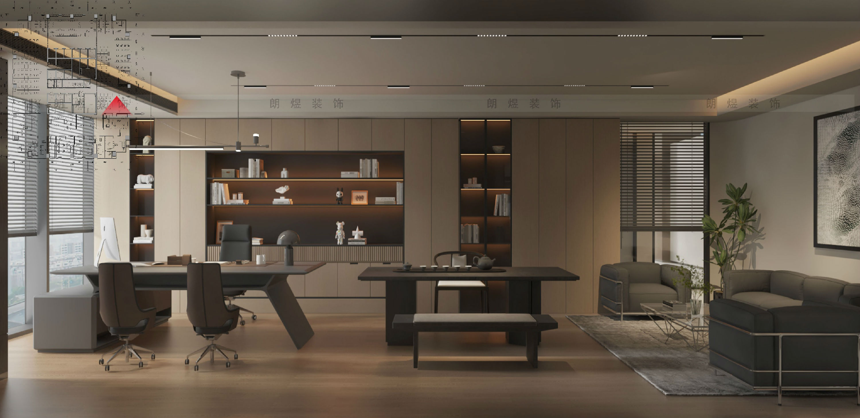 能源公司领导办公室装修效果图-1