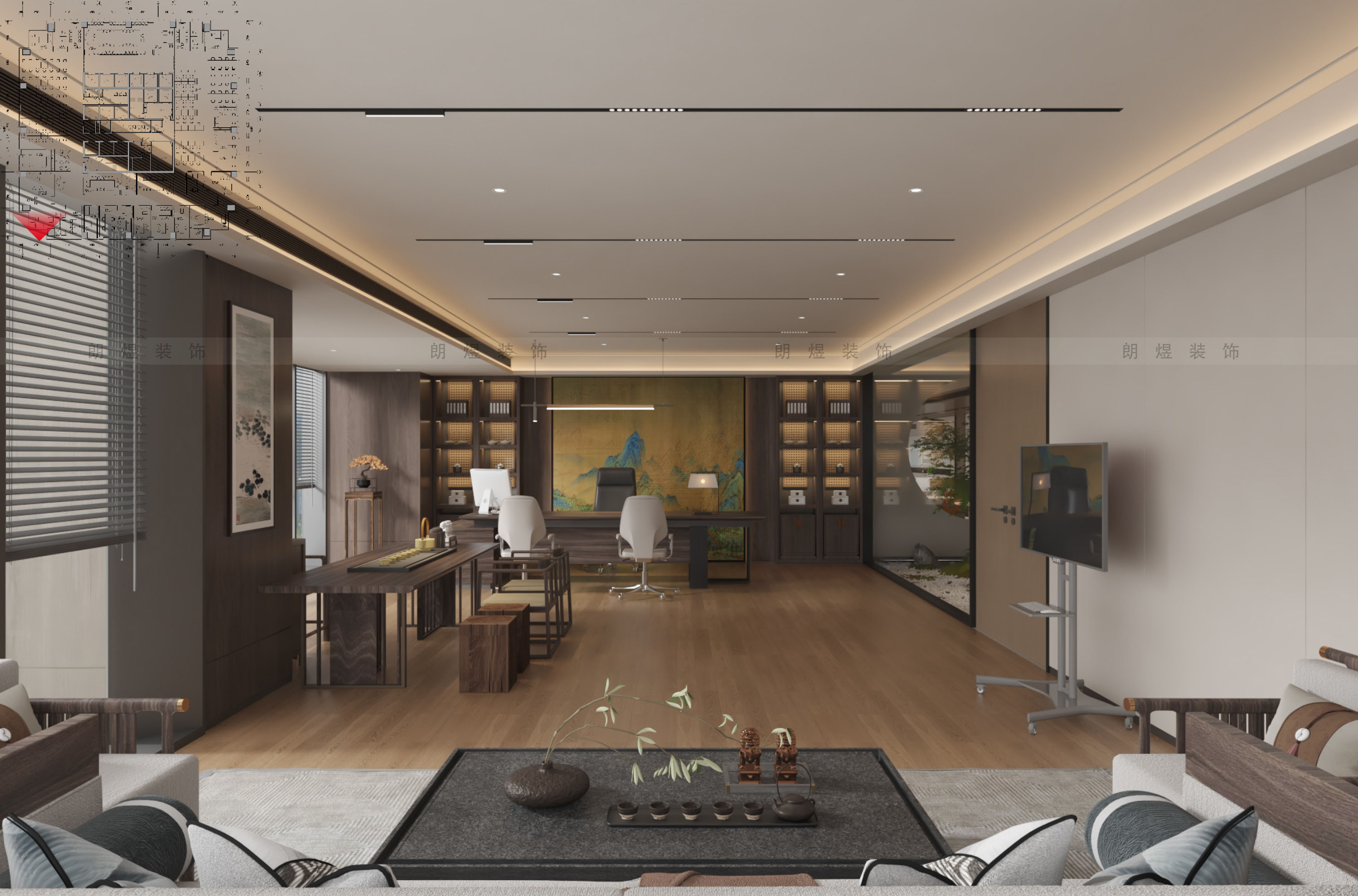 能源公司董事长办公室装修效果图-2