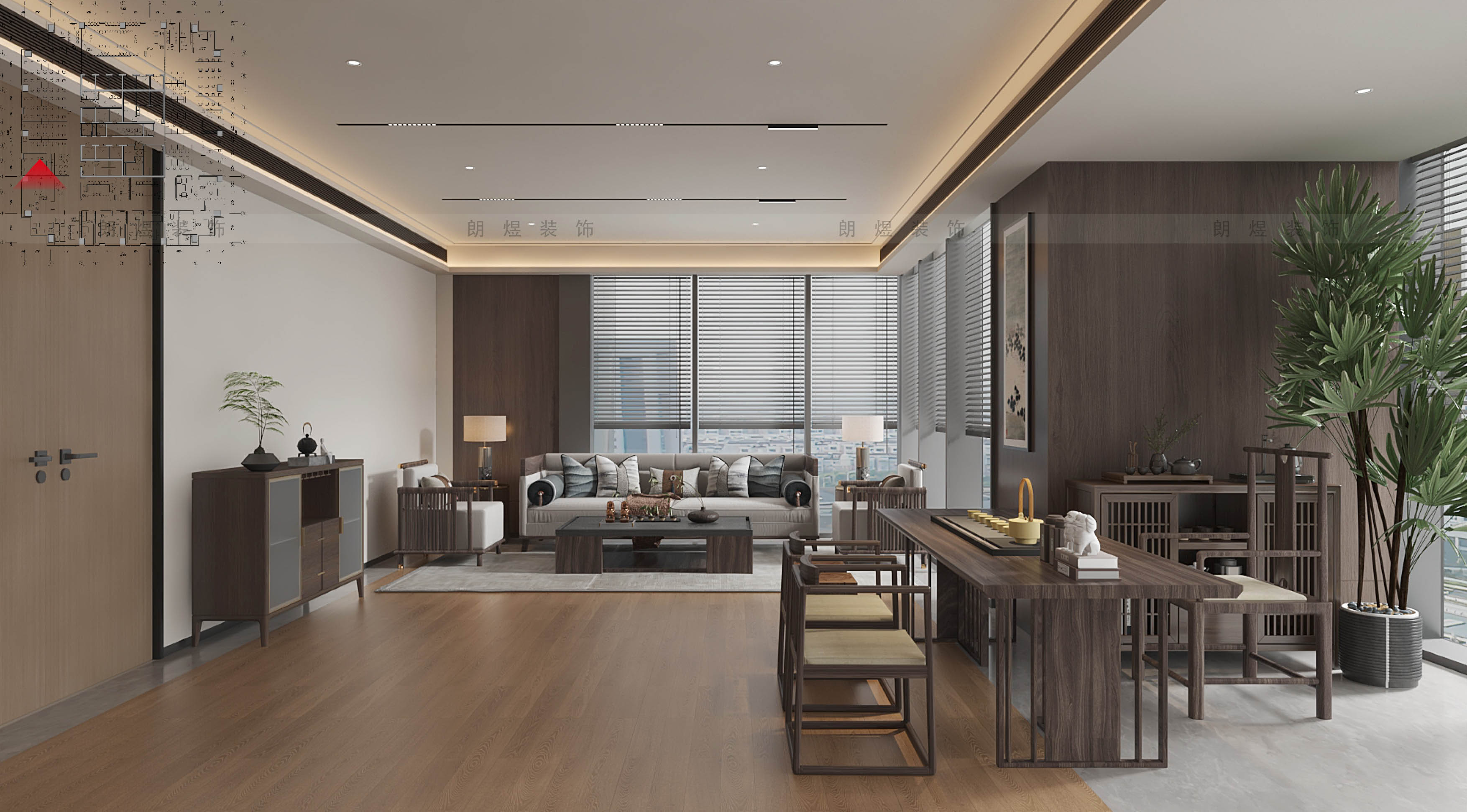 能源公司董事长办公室装修效果图-3